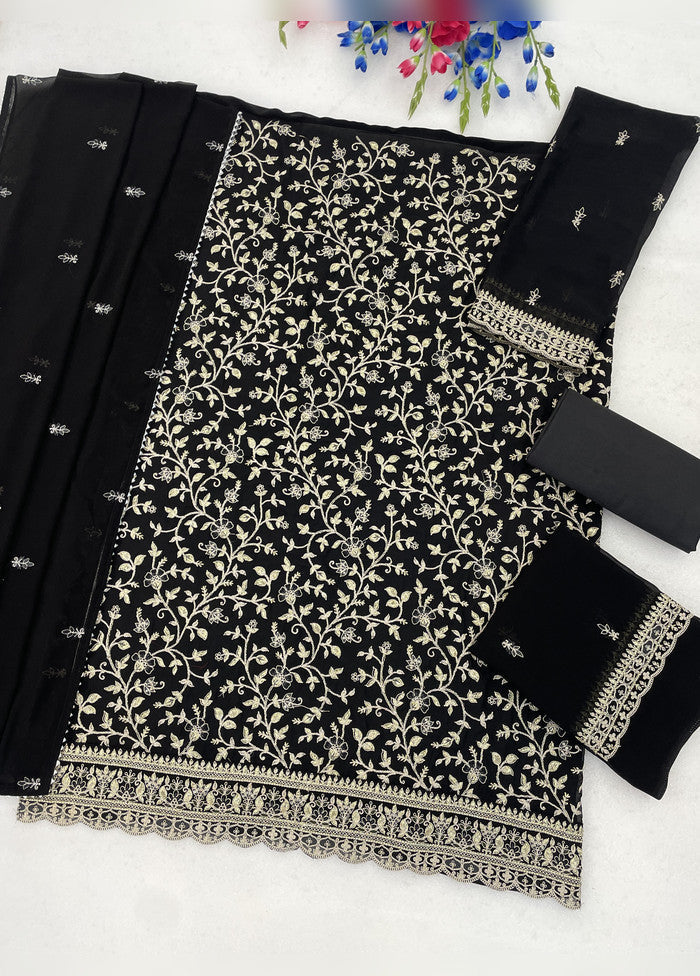3 Pc Black Georgette Suit Set