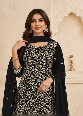 3 Pc Black Georgette Suit Set