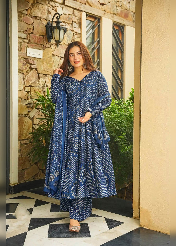 3 Pc Blue Cotton Suit Set