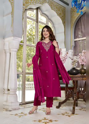 3 Pc Pink Silk Suit Set