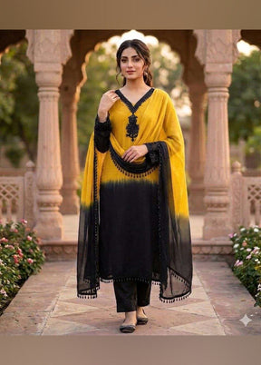 3 Pc Yellow Silk Suit Set