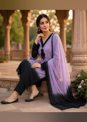 3 Pc Lavender Silk Suit Set