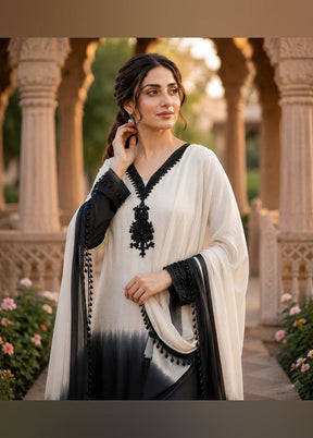3 Pc Cream Silk Suit Set