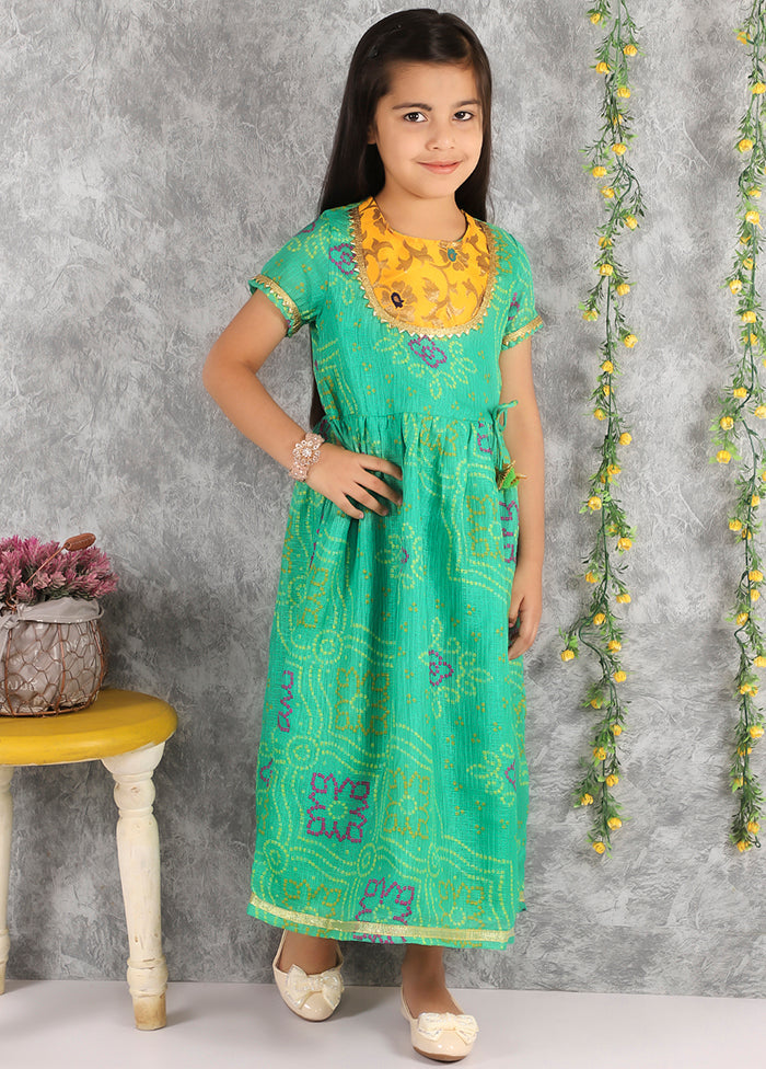 Green Ethnic Cotton Dress - Indian Silk House Agencies