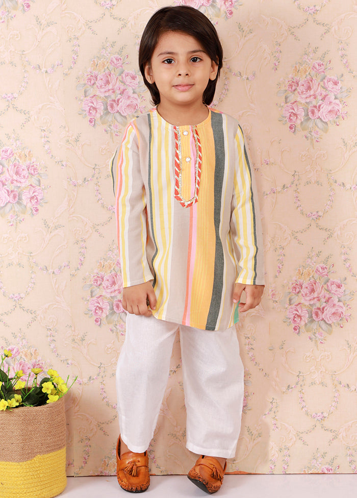 Multi Cotton Printed Kurta Pajama Set - Indian Silk House Agencies