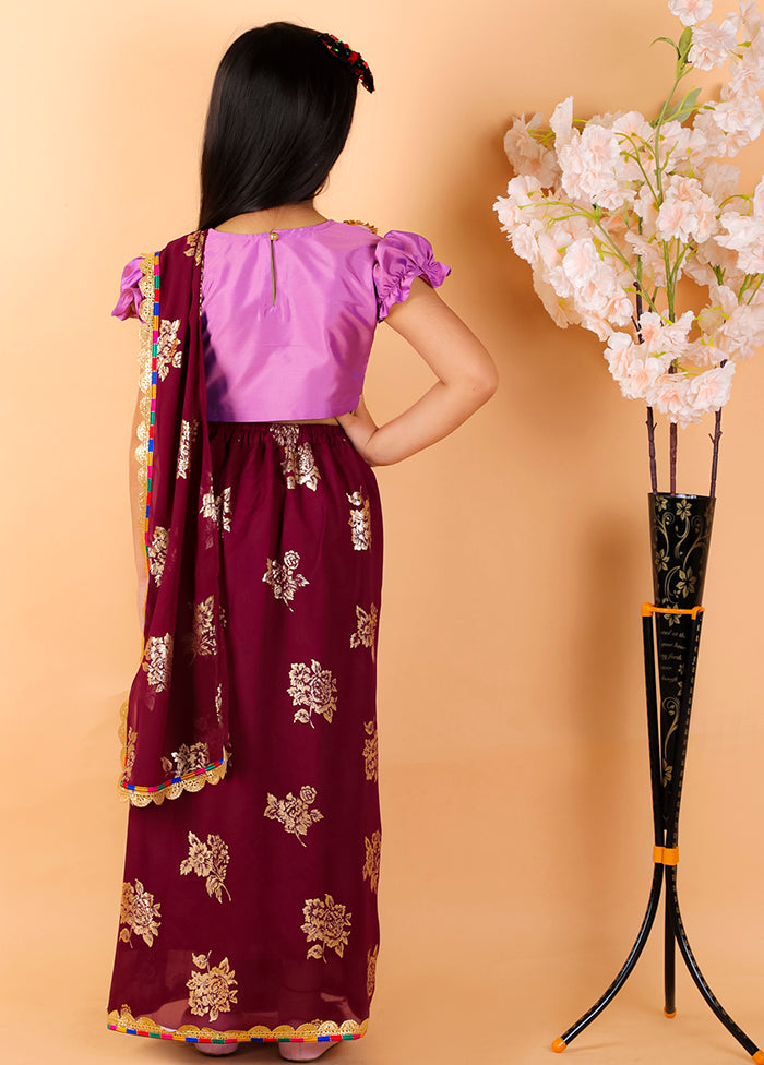 Wine Ready To Wear Saree - Indian Silk House Agencies