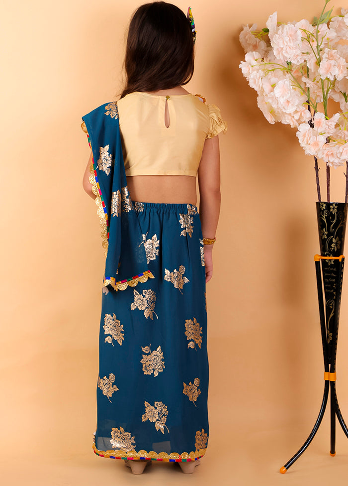 Blue Ready To Wear Saree - Indian Silk House Agencies