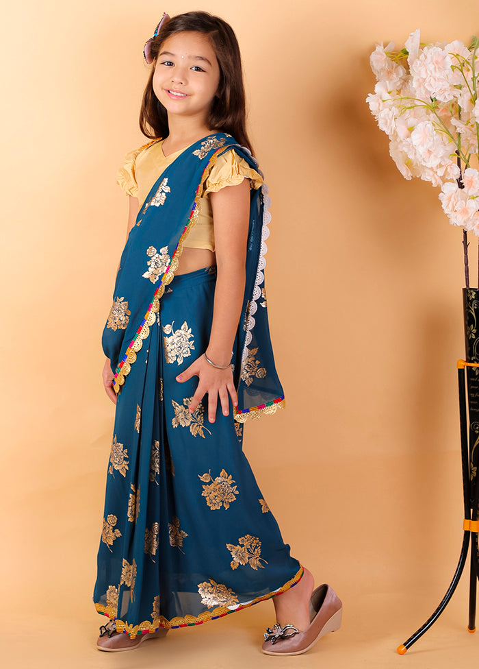 Blue Ready To Wear Saree - Indian Silk House Agencies