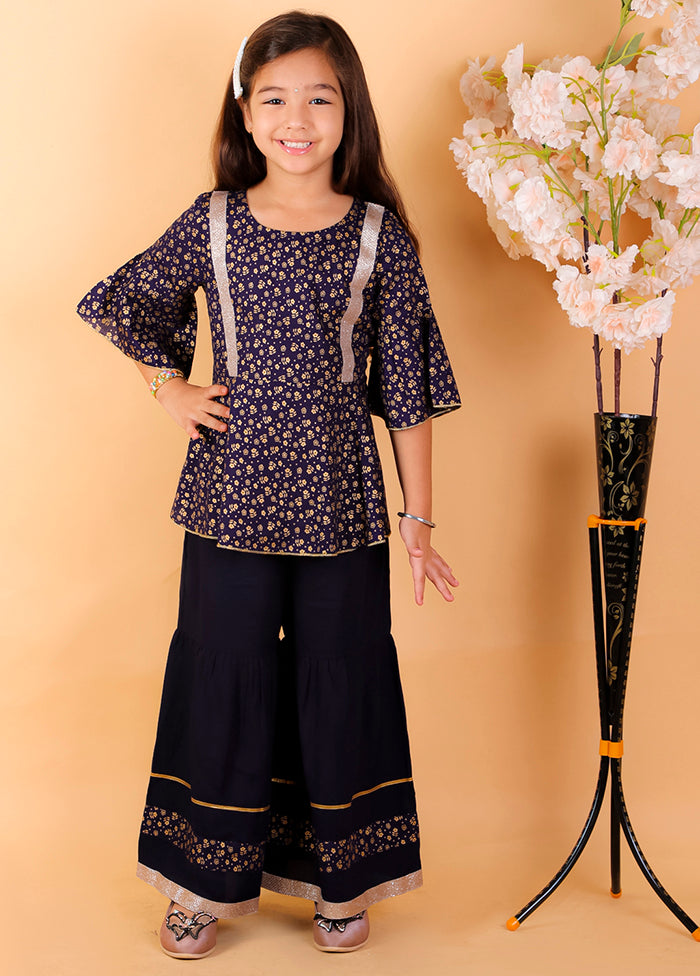 2 Pc Black Half Sleeved Cotton Suit Set - Indian Silk House Agencies