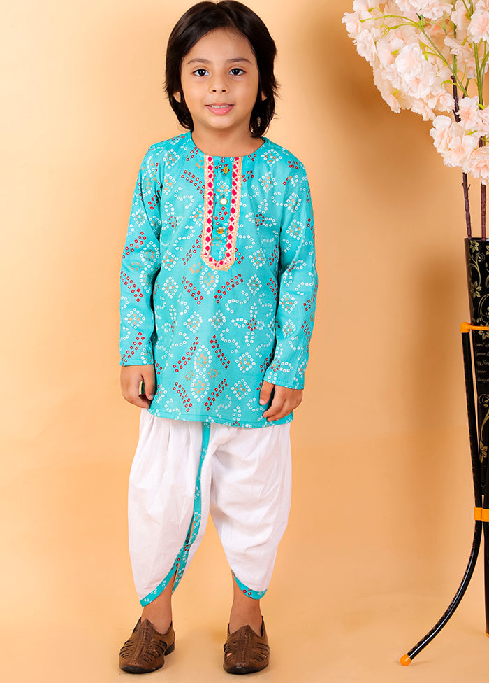 Sky Blue Cotton Printed Kurta Pajama Set - Indian Silk House Agencies