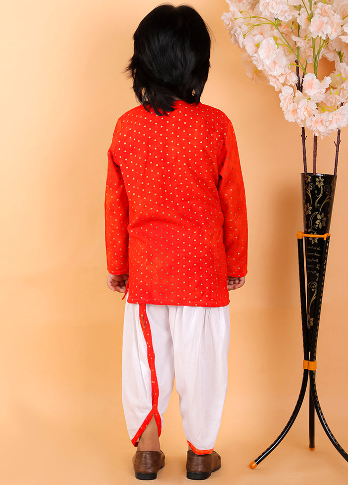 Orange Cotton Printed Kurta Pajama Set - Indian Silk House Agencies