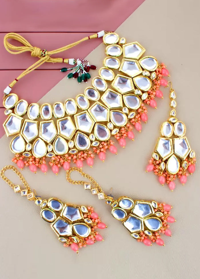 White Kundan Jewellery Set With Mangtika - Indian Silk House Agencies