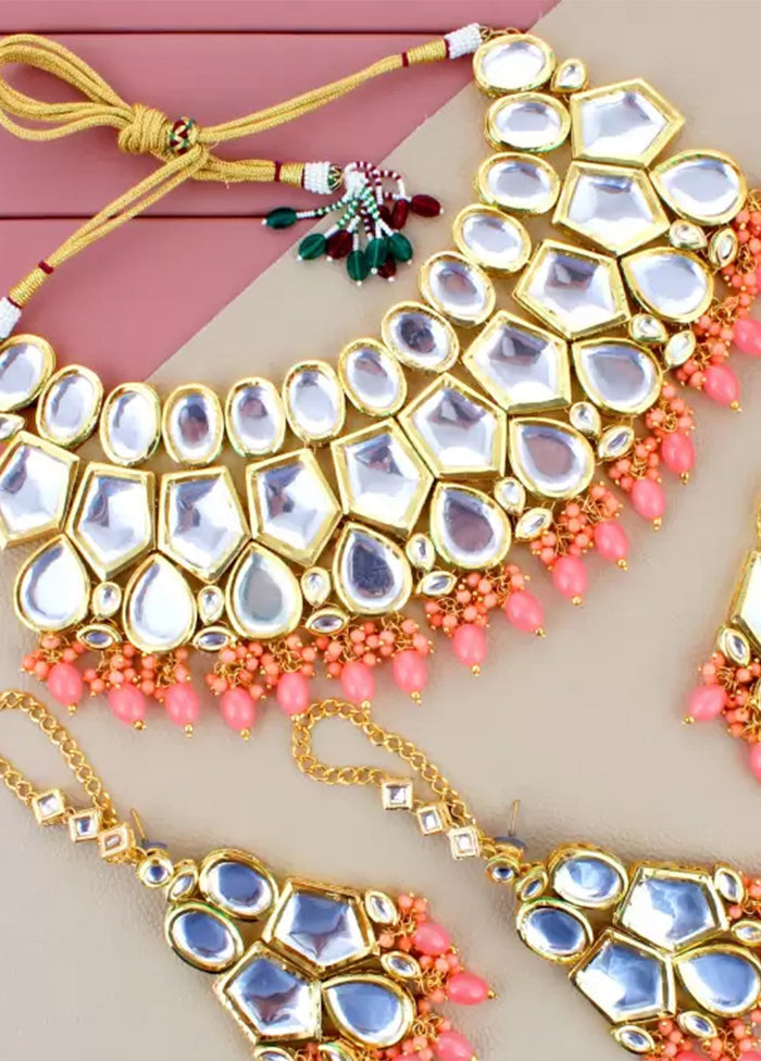 White Kundan Jewellery Set With Mangtika - Indian Silk House Agencies