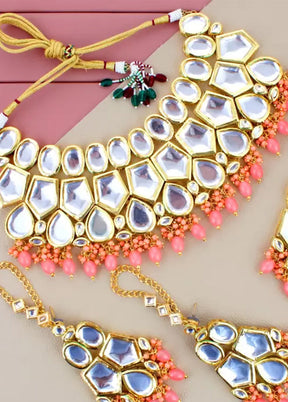 White Kundan Jewellery Set With Mangtika - Indian Silk House Agencies