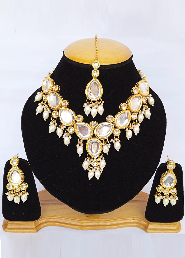 Golden Kundan Alloy Wedding Bridal Necklace Set