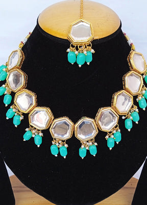 Golden Kundan Alloy Wedding Bridal Necklace Set