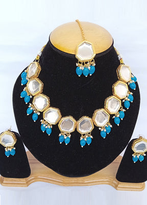 Golden Kundan Alloy Wedding Bridal Necklace Set