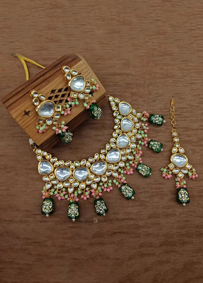 Golden Kundan Work Alloy Necklace Set