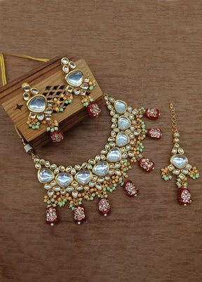 Golden Kundan Work Alloy Necklace Set