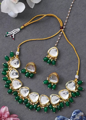 Golden Kundan Work Alloy Necklace Set