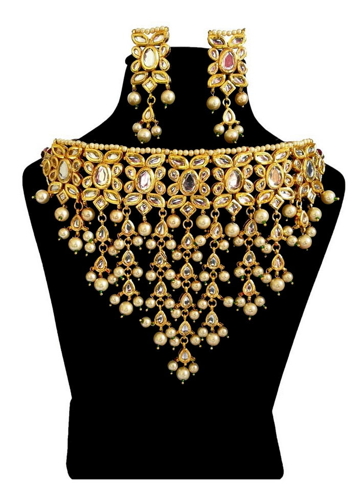 Hand Crafted Base Metal Alloy Gold Plated Kundan Stone Studded Jewellery Sets - Indian Silk House Agencies