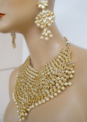 Hand Crafted Base Metal Alloy Gold Plated Kundan Stone Studded Jewellery Sets - Indian Silk House Agencies