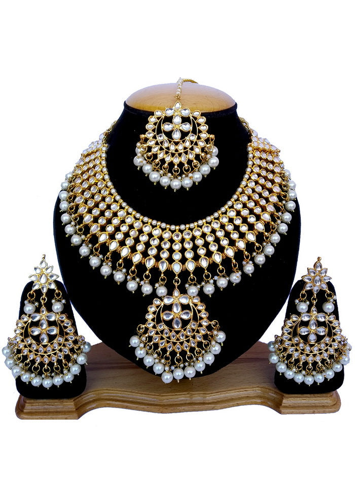 Hand Crafted Base Metal Alloy Gold Plated Kundan Stone Studded Jewellery Sets - Indian Silk House Agencies