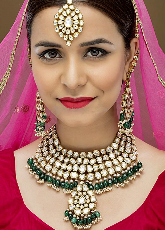 Hand Crafted Base Metal Alloy Gold Plated Kundan Stone Studded Jewellery Sets - Indian Silk House Agencies