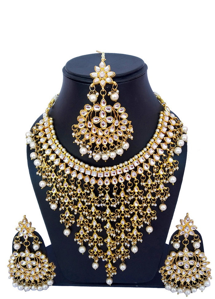 Hand Crafted Base Metal Alloy Gold Plated Kundan Stone Studded Jewellery Sets - Indian Silk House Agencies