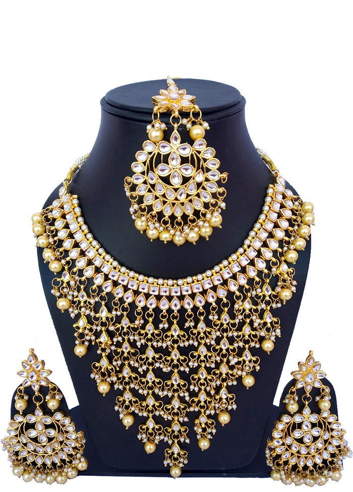 Hand Crafted Base Metal Alloy Gold Plated Kundan Stone Studded Jewellery Sets - Indian Silk House Agencies