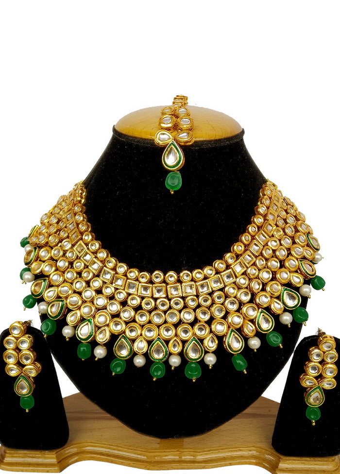 Hand Crafted Base Metal Alloy Gold Plated Kundan Stone Studded Jewellery Sets - Indian Silk House Agencies