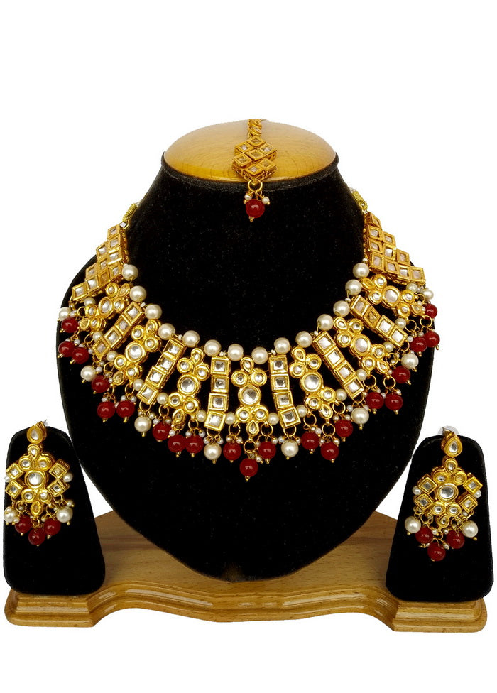 Hand Crafted Base Metal Alloy Gold Plated Kundan Stone Studded Jewellery Sets - Indian Silk House Agencies