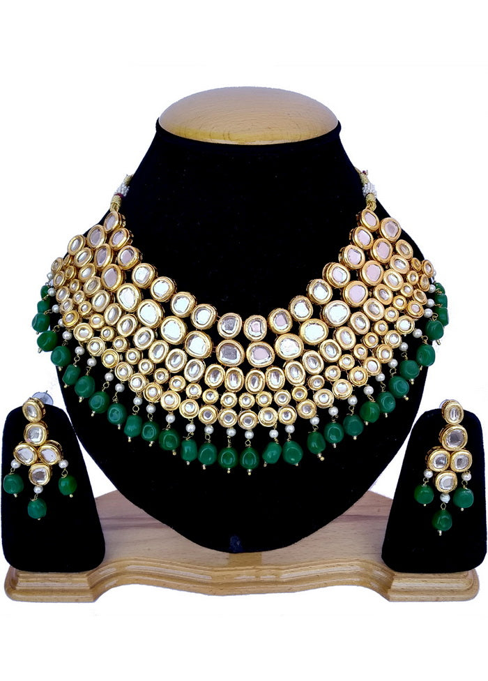 Hand Crafted Base Metal Alloy Gold Plated Kundan Stone Studded Jewellery Sets - Indian Silk House Agencies