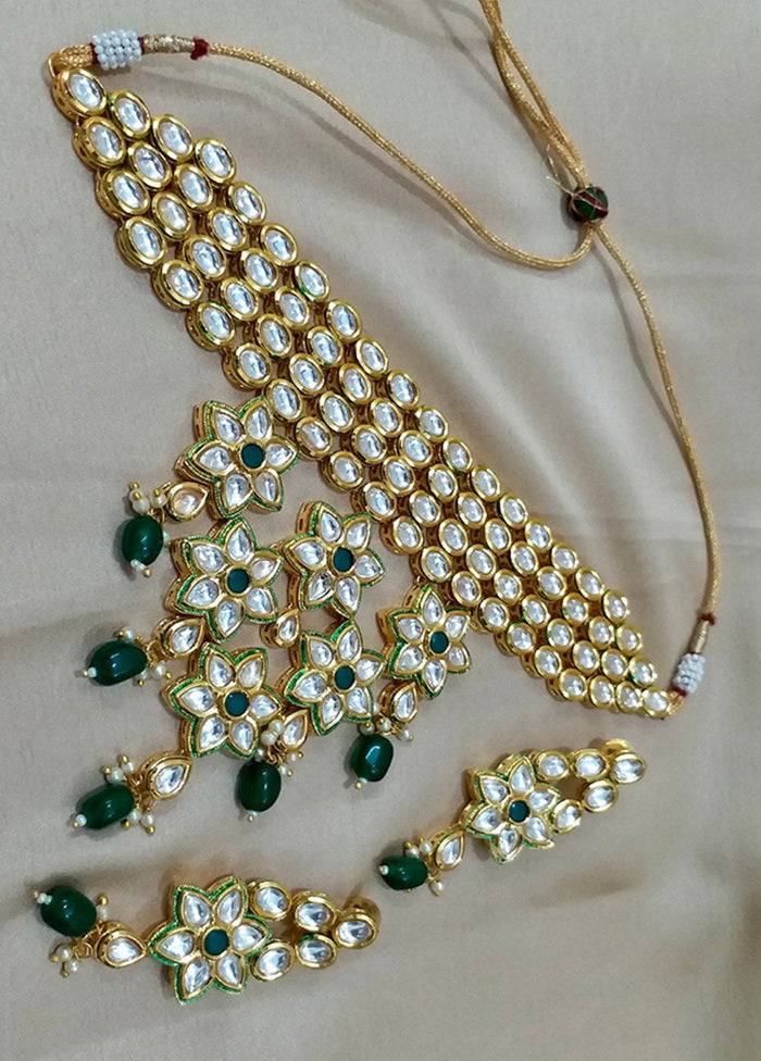 Hand Crafted Base Metal Alloy Gold Plated Kundan Stone Studded Jewellery Sets - Indian Silk House Agencies