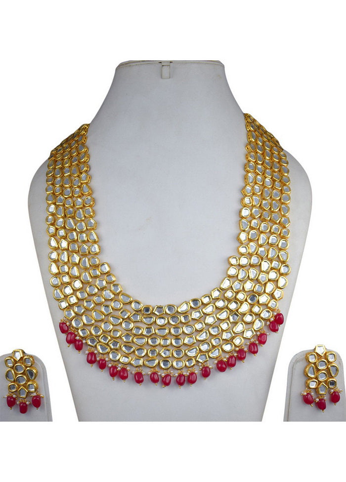 Hand Crafted Base Metal Alloy Gold Plated Kundan Stone Studded Jewellery Sets - Indian Silk House Agencies