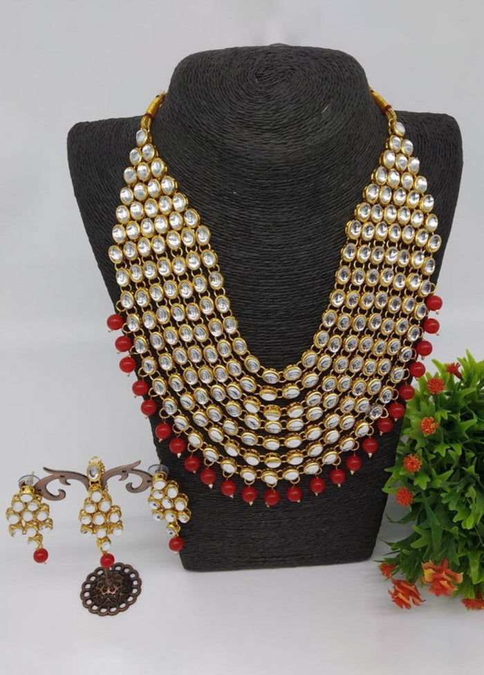 Hand Crafted Base Metal Alloy Gold Plated Kundan Stone Studded Jewellery Sets - Indian Silk House Agencies