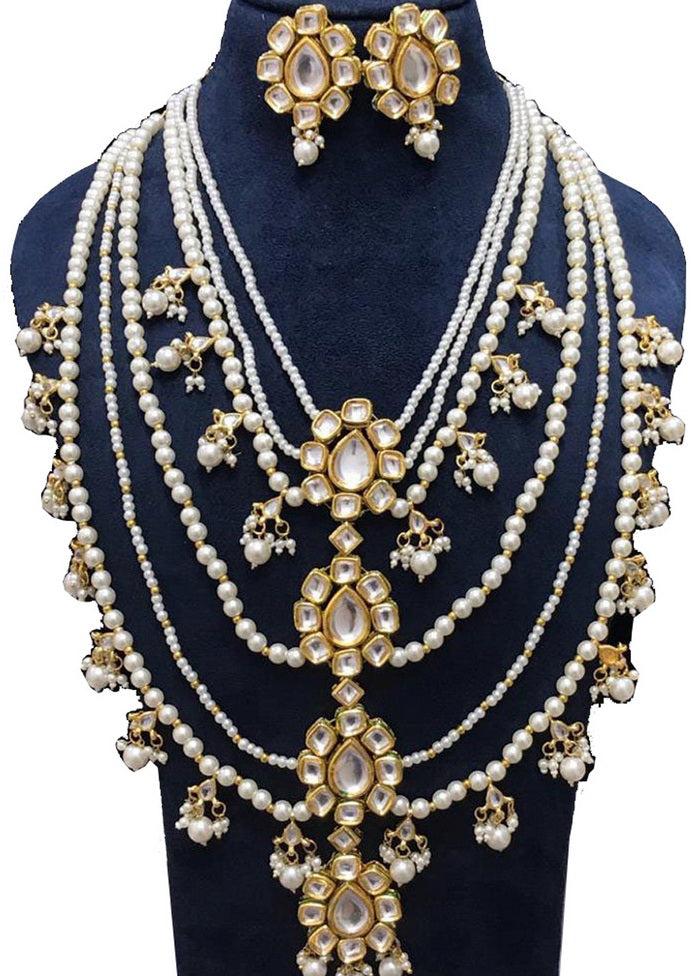 Hand Crafted Base Metal Alloy Gold Plated Kundan Stone Studded Jewellery Sets - Indian Silk House Agencies