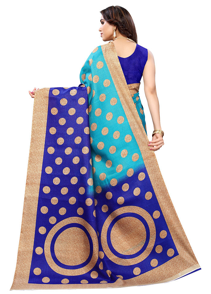 Blue Spun Silk Woven Saree With Blouse Piece - Indian Silk House Agencies