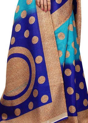 Blue Spun Silk Woven Saree With Blouse Piece - Indian Silk House Agencies