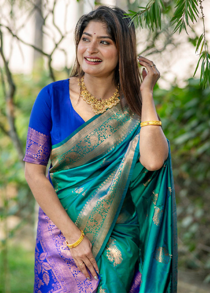 Rama Banarasi Silk Saree With Blouse Piece