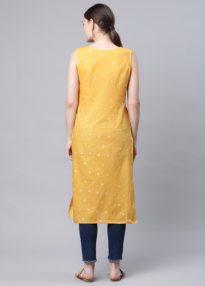 Mustard Readymade Cotton Printed Kurti VDKSH210461 - Indian Silk House Agencies