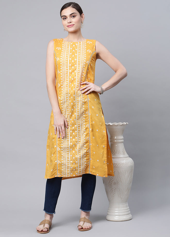 Mustard Readymade Cotton Printed Kurti VDKSH210461 - Indian Silk House Agencies