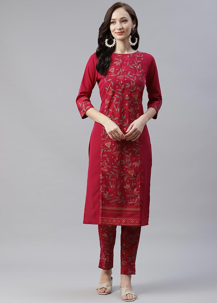 Dark Pink Silk Kurti With Foil Printed Work VDKSH100541 - Indian Silk House Agencies