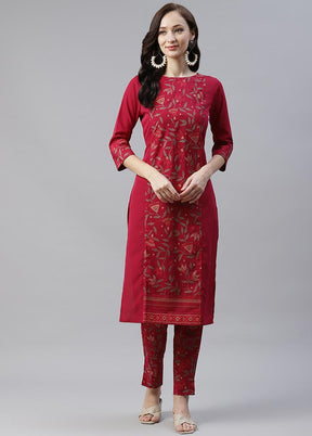 Dark Pink Silk Kurti With Foil Printed Work VDKSH100541 - Indian Silk House Agencies