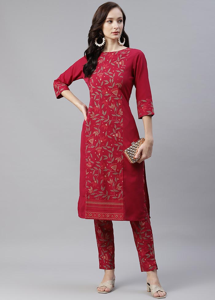 Dark Pink Silk Kurti With Foil Printed Work VDKSH100541 - Indian Silk House Agencies