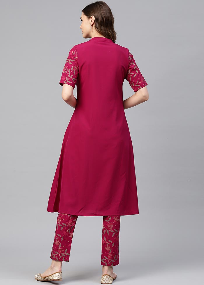 Dark Pink Silk Kurti With Foil Printed Work VDKSH100542 - Indian Silk House Agencies