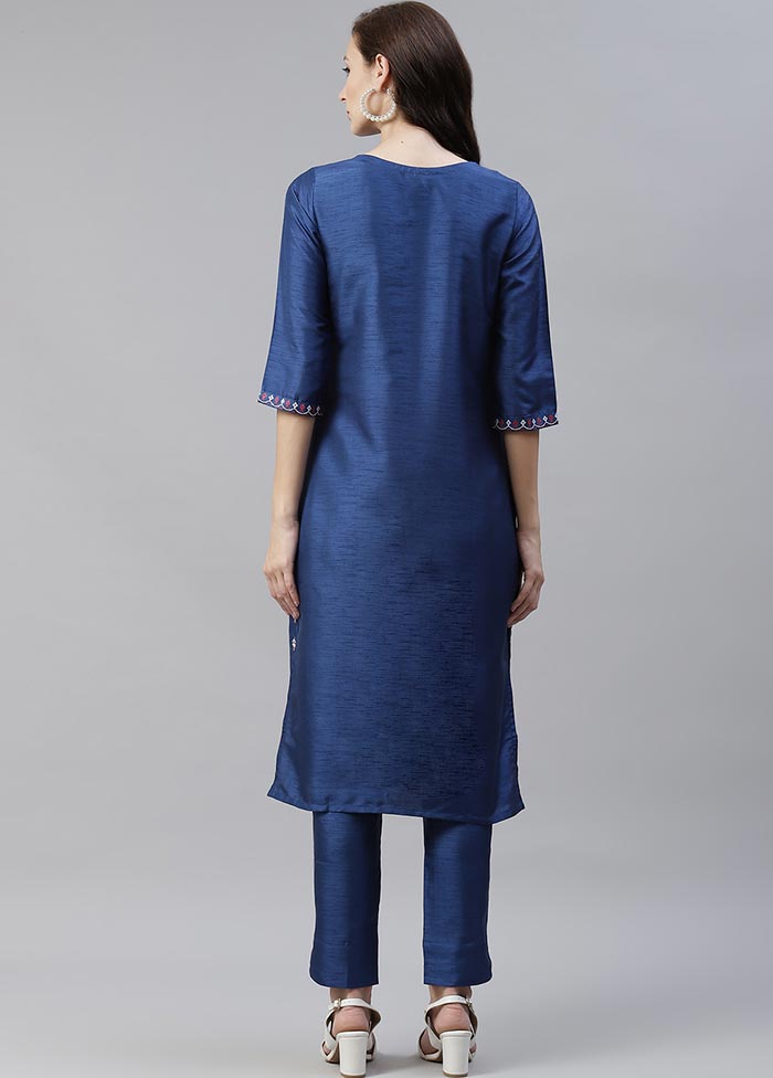 Blue Silk Kurti With Foil Printed Work VDKSH100543 - Indian Silk House Agencies