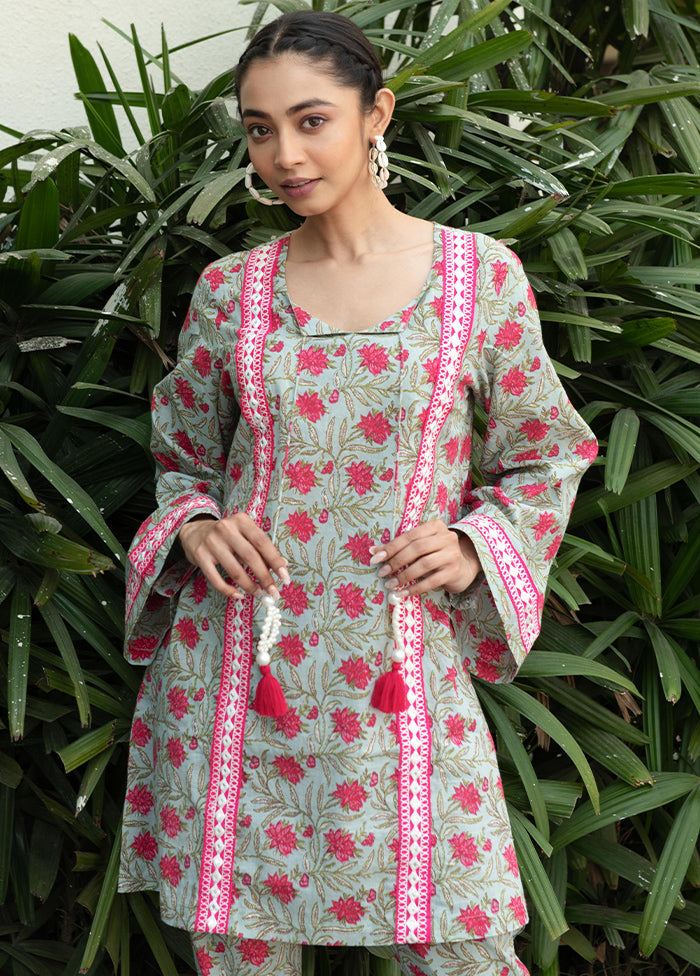 2 Pc Multicolor Readymade Cotton Kurti Set - Indian Silk House Agencies