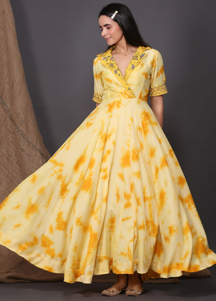 Yellow Readymade Polyester Indian Dress - Indian Silk House Agencies