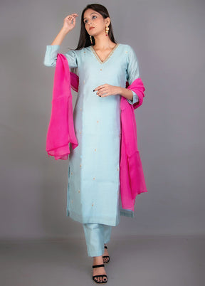 3 Pc Multicolor Readymade Silk Suit Set - Indian Silk House Agencies